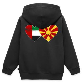 Vereinigte Arabische Emirate Mazedonien Flagge - Kinder Premium Organic Zip Hoodie - Schwarz - Hinten - AI Model Kid Male (0cm)