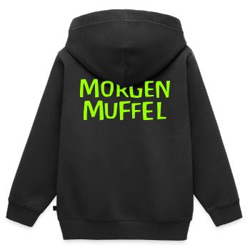 Morgenmuffel - Kinder Premium Organic Zip Hoodie - Schwarz - Hinten - AI Model Kid Male (0cm)