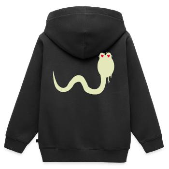 Grüne Schlange mit Herzaugen auf T-Shirt - Kinder Premium Organic Zip Hoodie - Schwarz - Hinten - AI Model Kid Male (0cm)