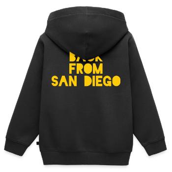 Back from San Diego - Kinder Premium Organic Zip Hoodie - Schwarz - Hinten - AI Model Kid Male (0cm)