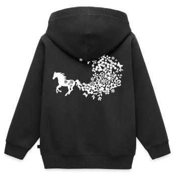 Flower Horse - Kinder Premium Organic Zip Hoodie - Schwarz - Hinten - AI Model Kid Male (0cm)
