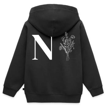 Minimalistische Blumen - Kinder Premium Organic Zip Hoodie - Schwarz - Hinten - AI Model Kid Male (0cm)