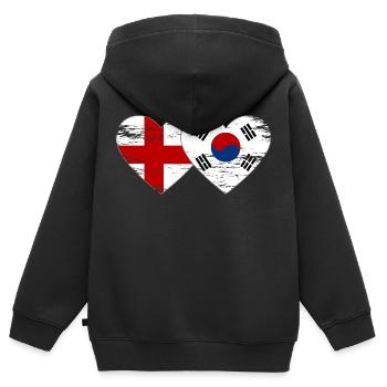 England Südkorea Flagge Herz used - Kinder Premium Organic Zip Hoodie - Schwarz - Hinten - AI Model Kid Male (0cm)