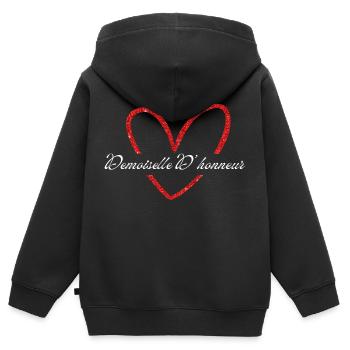 Brautjungfer Rotes Herz Glitzer - Kinder Premium Organic Zip Hoodie - Schwarz - Hinten - AI Model Kid Male (0cm)