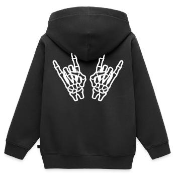Jupe à la main Squelette - Sweat Premium à capuche zippé enfant bio - noir - Dos - AI Model Kid Male (0cm)