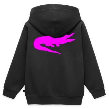 Krokodil (einfarbig) - Kinder Premium Organic Zip Hoodie - Schwarz - Hinten - AI Model Kid Male (0cm)