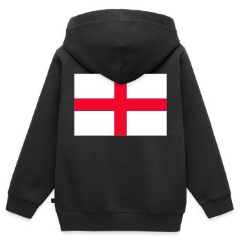 England - Kinder Premium Organic Zip Hoodie - Schwarz - Hinten - AI Model Kid Male (0cm)