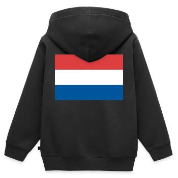 Pays-Bas - Sweat Premium à capuche zippé enfant bio - noir - Dos - AI Model Kid Male (0cm)