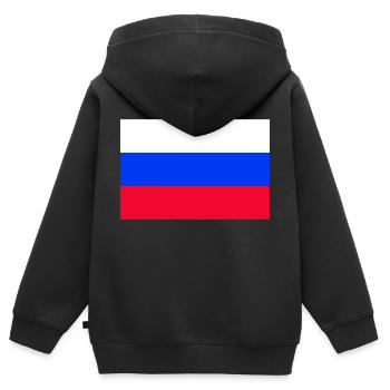 Russie - Sweat Premium à capuche zippé enfant bio - noir - Dos - AI Model Kid Male (0cm)