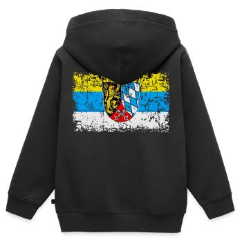 Oberpfalz - Kinder Premium Organic Zip Hoodie - Schwarz - Hinten - AI Model Kid Male (0cm)