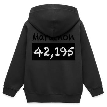 Marathon 42 195 Kilometer - Kinder Premium Organic Zip Hoodie - Schwarz - Hinten - AI Model Kid Male (0cm)