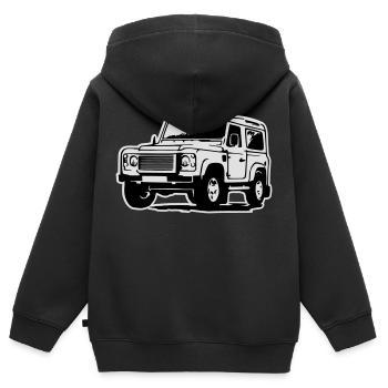 Defender (mit Hintergrund) - Kids Premium Organic Zip-up Hoodie - black - Back - AI Model Kid Male (0cm)
