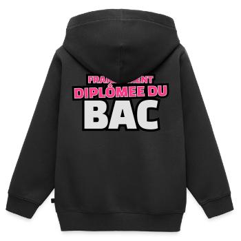 fraîchement diplomée du bac - Sweat Premium à capuche zippé enfant bio - noir - Dos - AI Model Kid Male (0cm)