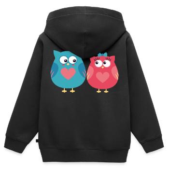 Eulen - Kinder Premium Organic Zip Hoodie - Schwarz - Hinten - AI Model Kid Male (0cm)