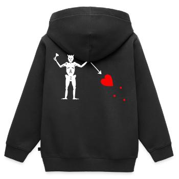 Edward Teach Flag - Sweat Premium à capuche zippé enfant bio - noir - Dos - AI Model Kid Male (0cm)