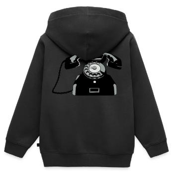 Oldschool Telefon - Kinder Premium Organic Zip Hoodie - Schwarz - Hinten - AI Model Kid Male (0cm)