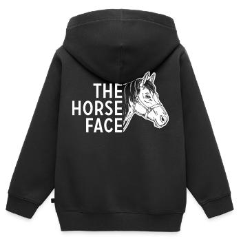The Horse Face - Kinder Premium Organic Zip Hoodie - Schwarz - Hinten - AI Model Kid Male (0cm)