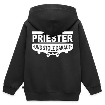 Ich bin Priester und stolz darauf - Kinder Premium Organic Zip Hoodie - Schwarz - Hinten - AI Model Kid Male (0cm)