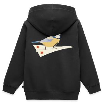 Blaumeise Papierflieger - Kinder Premium Organic Zip Hoodie - Schwarz - Hinten - AI Model Kid Male (0cm)