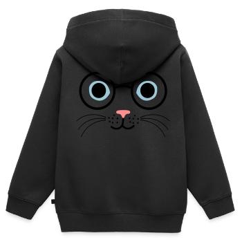 Katze Brille - Kinder Premium Organic Zip Hoodie - Schwarz - Hinten - AI Model Kid Male (0cm)