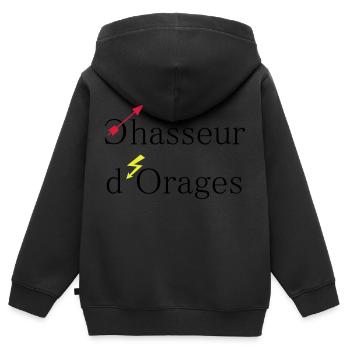 chasseur d'orages - Sweat Premium à capuche zippé enfant bio - noir - Dos - AI Model Kid Male (0cm)