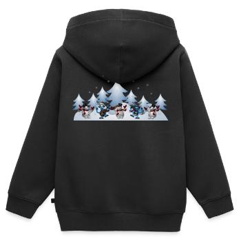 Winter - Kinder Premium Organic Zip Hoodie - Schwarz - Hinten - AI Model Kid Male (0cm)