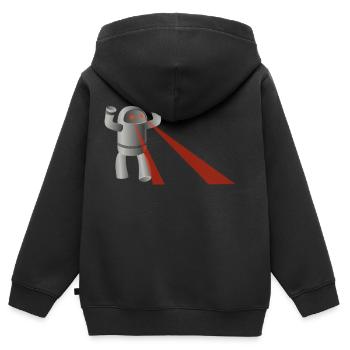robot - Sweat Premium à capuche zippé enfant bio - noir - Dos - AI Model Kid Male (0cm)