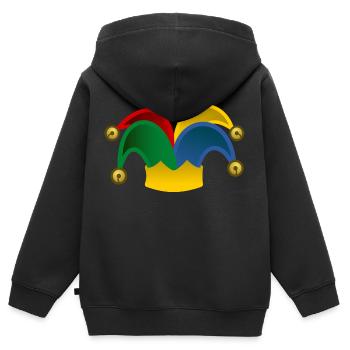 Narrenmütze - Kinder Premium Organic Zip Hoodie - Schwarz - Hinten - AI Model Kid Male (0cm)