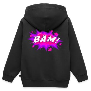 BAM 2 - Kinder Premium Organic Zip Hoodie - Schwarz - Hinten - AI Model Kid Male (0cm)