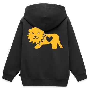 Lion avec le coeur - Sweat Premium à capuche zippé enfant bio - noir - Dos - AI Model Kid Male (0cm)