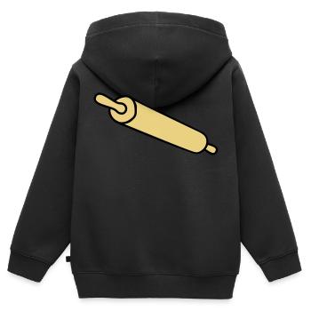 rolling_pin - Kinder Premium Organic Zip Hoodie - Schwarz - Hinten - AI Model Kid Male (0cm)