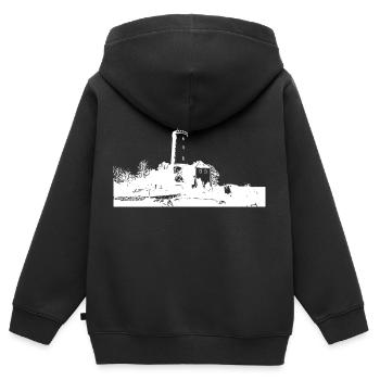 Sparrenburg Bielefeld - Kinder Premium Organic Zip Hoodie - Schwarz - Hinten - AI Model Kid Male (0cm)
