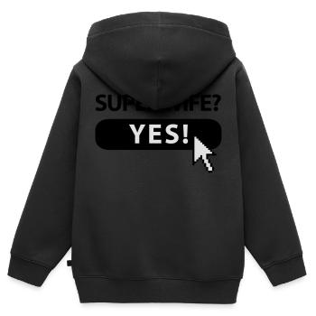 super_wife_button - Kinder Premium Organic Zip Hoodie - Schwarz - Hinten - AI Model Kid Male (0cm)