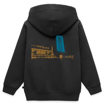 Leipzig Gewandhaus Uni Riese Geschenkidee - Kinder Premium Organic Zip Hoodie - Schwarz - Hinten - AI Model Kid Male (0cm)