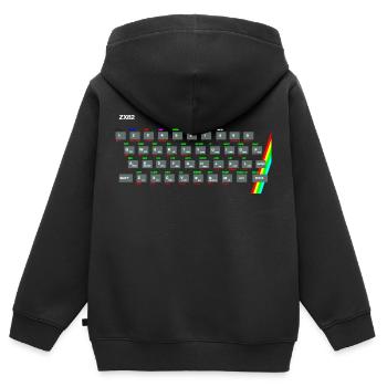 ZX81 (Zed-Ex) Spectrum Keyboard - Kids Premium Organic Zip-up Hoodie - black - Back - AI Model Kid Male (0cm)