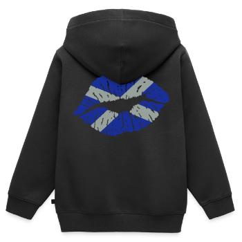 Kissing mouth (Écosse) - Sweat Premium à capuche zippé enfant bio - noir - Dos - AI Model Kid Male (0cm)