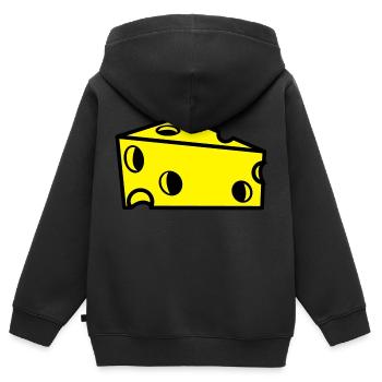 fromage suisse en tranches avec des trous - Sweat Premium à capuche zippé enfant bio - noir - Dos - AI Model Kid Male (0cm)