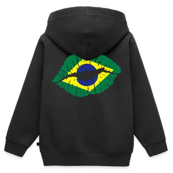 Kussmund (Brasilien) - Kinder Premium Organic Zip Hoodie - Schwarz - Hinten - AI Model Kid Male (0cm)