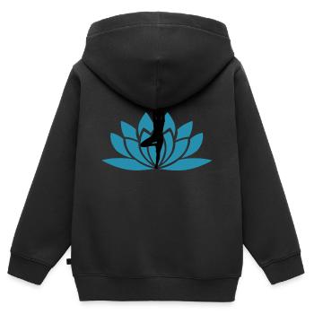 Namaste lotus flower / gift idea - Kids Premium Organic Zip-up Hoodie - black - Back - AI Model Kid Male (0cm)