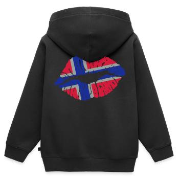 Pout (Norvège, Islande) - Sweat Premium à capuche zippé enfant bio - noir - Dos - AI Model Kid Male (0cm)