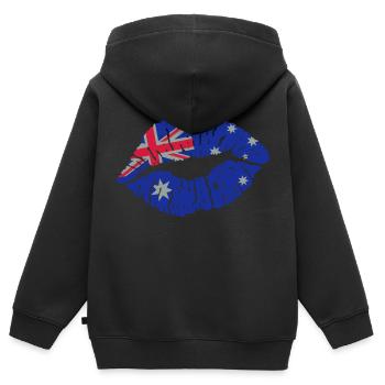 Kissing Mouth (Australie) - Sweat Premium à capuche zippé enfant bio - noir - Dos - AI Model Kid Male (0cm)