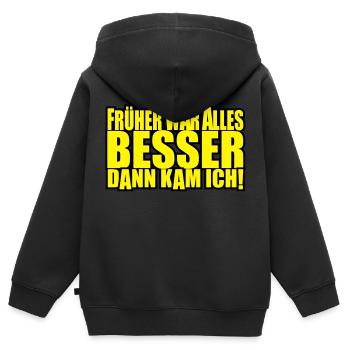 tout était mieux - Sweat Premium à capuche zippé enfant bio - noir - Dos - AI Model Kid Male (0cm)