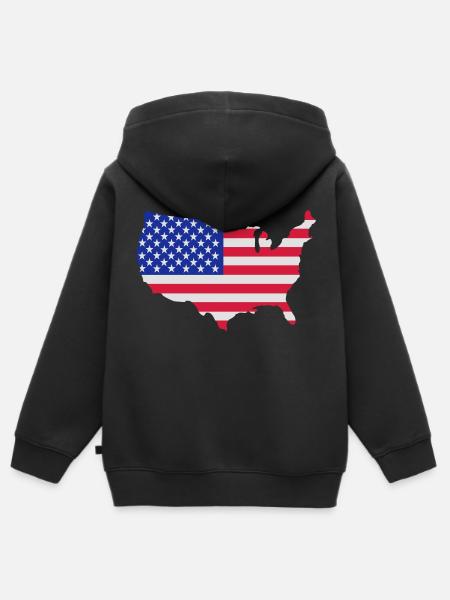 USA - Kinder Premium Organic Zip Hoodie - Schwarz