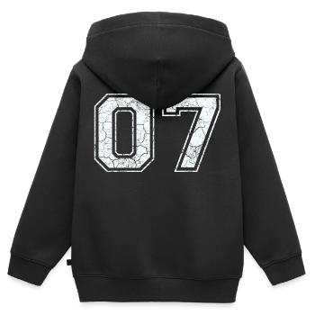 07 dans blanc in Used Look - Sweat Premium à capuche zippé enfant bio - noir - Dos - AI Model Kid Male (0cm)