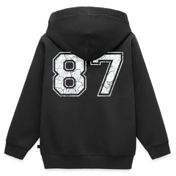 87 dans blanc in Used Look - Sweat Premium à capuche zippé enfant bio - noir - Dos - AI Model Kid Male (0cm)