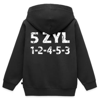 5 CYLINDER POWER - Kids Premium Organic Zip-up Hoodie - black - Back - AI Model Kid Male (0cm)
