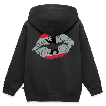 Kussmund (Berlin) - Kinder Premium Organic Zip Hoodie - Schwarz - Hinten - AI Model Kid Male (0cm)