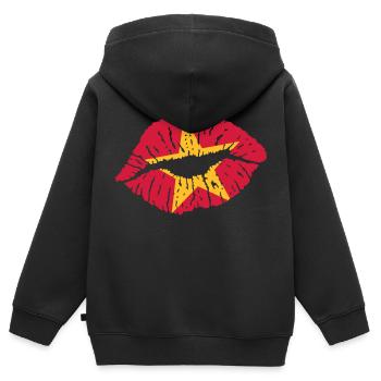 Kussmund (Vietnam) - Kinder Premium Organic Zip Hoodie - Schwarz - Hinten - AI Model Kid Male (0cm)