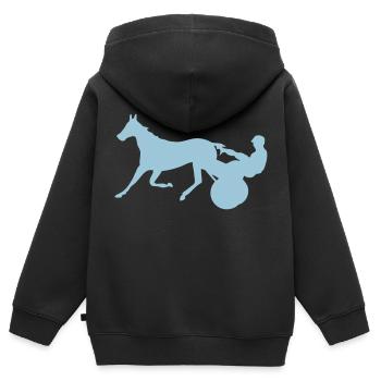 Pferderennen Pferderennen horse10 Jock - Kinder Premium Organic Zip Hoodie - Schwarz - Hinten - AI Model Kid Male (0cm)