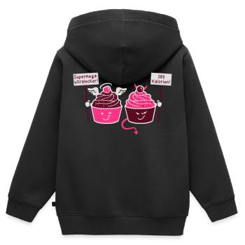 Cupcake - Muffin - Törtchen - Engel - Teufel - 3C - Kinder Premium Organic Zip Hoodie - Schwarz - Hinten - AI Model Kid Male (0cm)